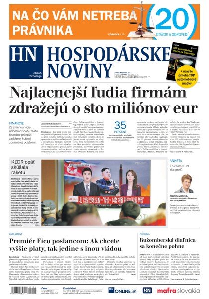 E-magazín Hospodárske noviny 30.11.2017 - MAFRA Slovakia, a.s.