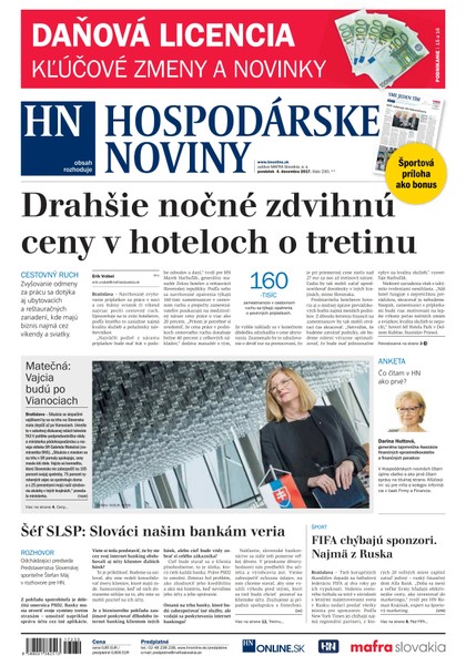 E-magazín Hospodárske noviny 04.12.2017 - MAFRA Slovakia, a.s.