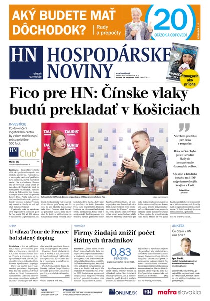E-magazín Hospodárske noviny 14.12.2017 - MAFRA Slovakia, a.s.