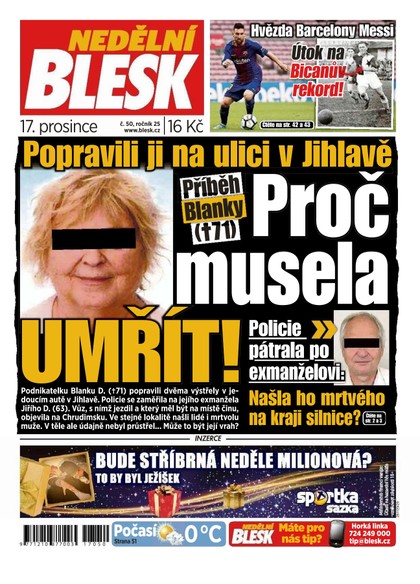 E-magazín Nedělní Blesk - 17.12.2017 - CZECH NEWS CENTER a. s.