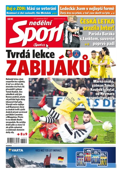 E-magazín Nedělní Sport - 17.12.2017 - CZECH NEWS CENTER a. s.