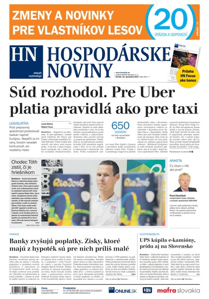 E-magazín Hospodárske noviny 21.12.2017 - MAFRA Slovakia, a.s.