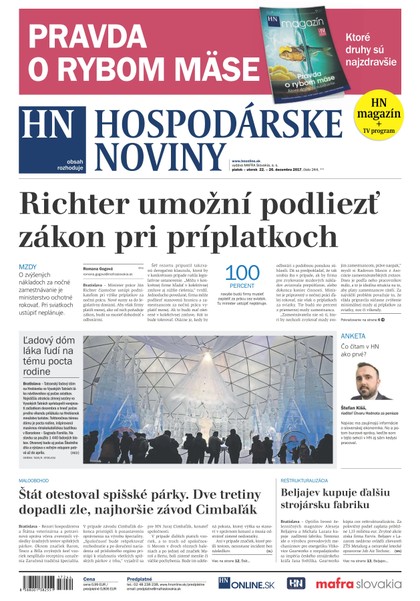 E-magazín Hospodárske noviny 22.12.2017 - MAFRA Slovakia, a.s.