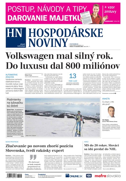 E-magazín Hospodárske noviny 27.12.2017 - MAFRA Slovakia, a.s.