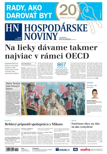 E-magazín Hospodárske noviny 28.12.2017 - MAFRA Slovakia, a.s.