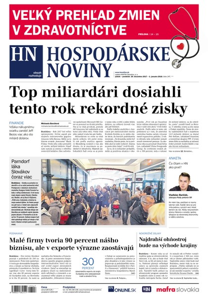 E-magazín Hospodárske noviny 29.12.2017 - MAFRA Slovakia, a.s.