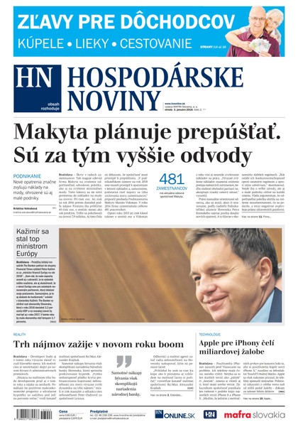 E-magazín Hospodárske noviny 03.01.2018 - MAFRA Slovakia, a.s.