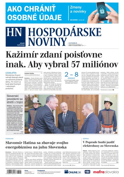 E-magazín Hospodárske noviny 10.01.2018 - MAFRA Slovakia, a.s.