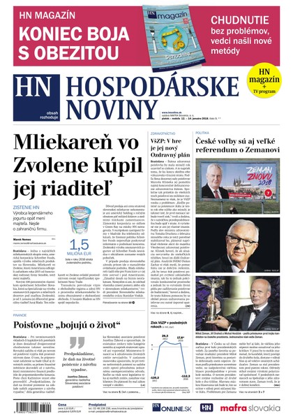 E-magazín Hospodárske noviny 12.01.2018 - MAFRA Slovakia, a.s.