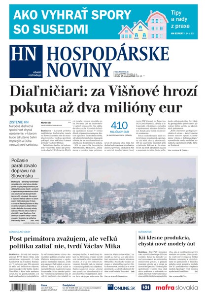 E-magazín Hospodárske noviny 17.01.2018 - MAFRA Slovakia, a.s.