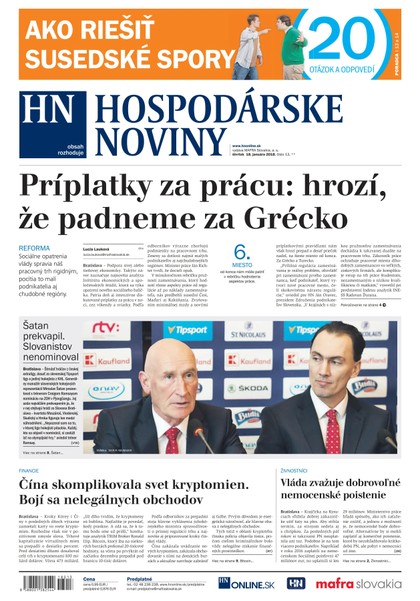 E-magazín Hospodárske noviny 18.01.2018 - MAFRA Slovakia, a.s.
