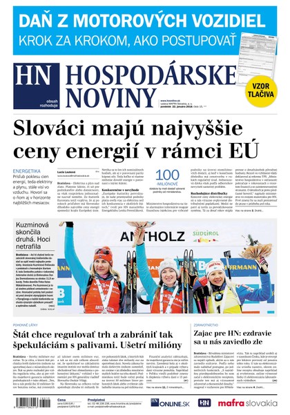 E-magazín Hospodárske noviny 22.01.2018 - MAFRA Slovakia, a.s.