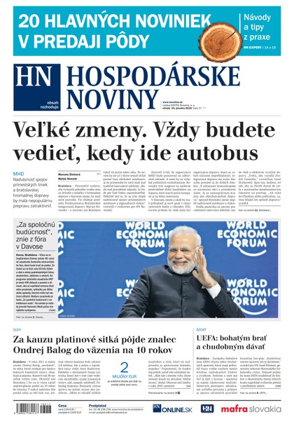 E-magazín Hospodárske noviny 24.01.2018 - MAFRA Slovakia, a.s.