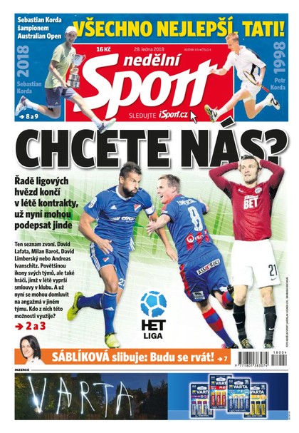 E-magazín Nedělní Sport - 28.1.2018 - CZECH NEWS CENTER a. s.