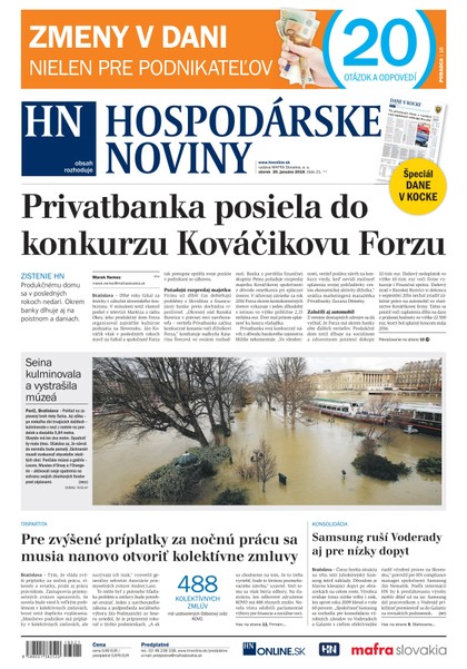 E-magazín Hospodárske noviny 30.01.2018 - MAFRA Slovakia, a.s.