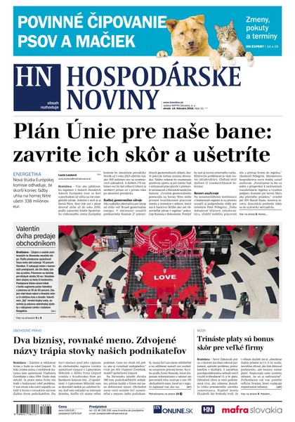 E-magazín Hospodárske noviny 14.02.2018 - MAFRA Slovakia, a.s.
