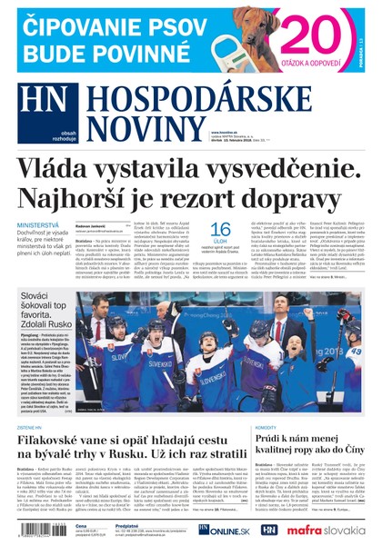 E-magazín Hospodárske noviny 15.02.2018 - MAFRA Slovakia, a.s.