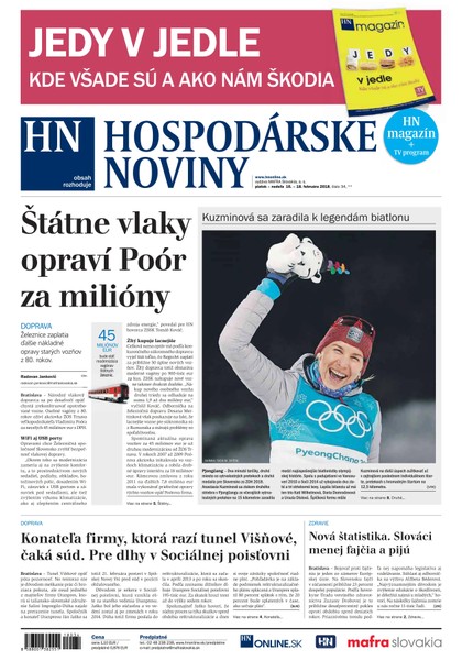E-magazín Hospodárske noviny 16.02.2018 - MAFRA Slovakia, a.s.