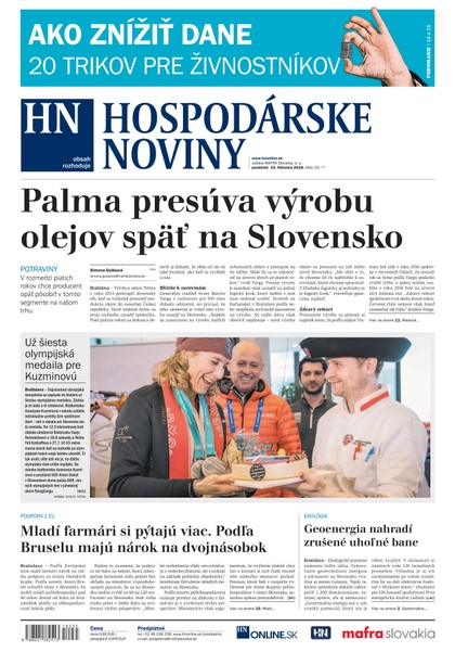 E-magazín Hospodárske noviny 19.02.2018 - MAFRA Slovakia, a.s.