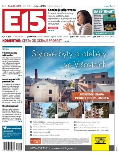 E-magazín E15 - 21.2.2018 - CZECH NEWS CENTER a. s.