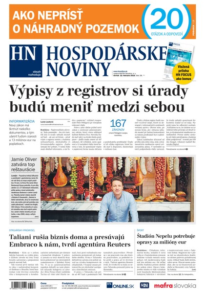 E-magazín Hospodárske noviny 22.02.2018 - MAFRA Slovakia, a.s.