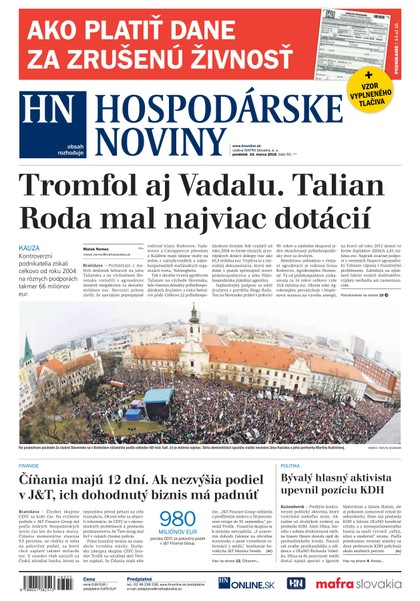 E-magazín Hospodárske noviny 19.03.2018 - MAFRA Slovakia, a.s.