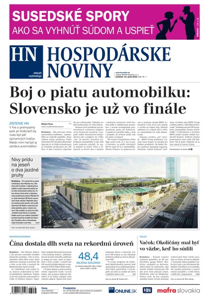 E-magazín Hospodárske noviny 23.04.2018 - MAFRA Slovakia, a.s.