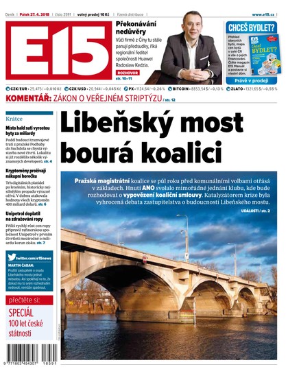 E-magazín E15 - 27.4.2018 - CZECH NEWS CENTER a. s.