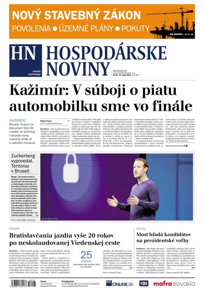 E-magazín Hospodárske noviny 23.05.2018 - MAFRA Slovakia, a.s.