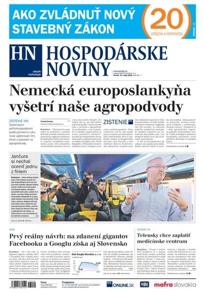E-magazín Hospodárske noviny 24.05.2018 - MAFRA Slovakia, a.s.