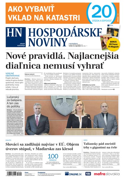 E-magazín Hospodárske noviny 31.05.2018 - MAFRA Slovakia, a.s.