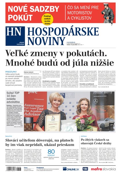 E-magazín Hospodárske noviny 27.06.2018 - MAFRA Slovakia, a.s.