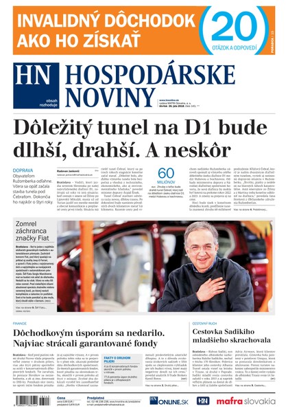 E-magazín Hospodárske noviny 26.07.2018 - MAFRA Slovakia, a.s.