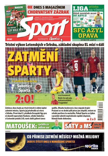 E-magazín Sport - 27.7.2018 - CZECH NEWS CENTER a. s.