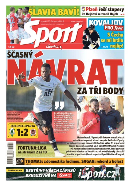 E-magazín Sport - 30.7.2018 - CZECH NEWS CENTER a. s.