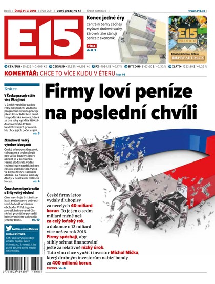E-magazín E15 - 31.7.2018 - CZECH NEWS CENTER a. s.