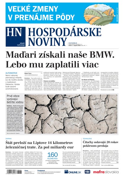 E-magazín Hospodárske noviny 01.08.2018 - MAFRA Slovakia, a.s.