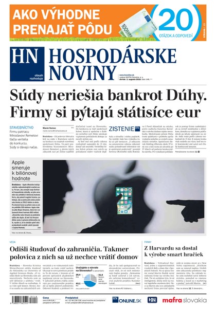 E-magazín Hospodárske noviny 02.08.2018 - MAFRA Slovakia, a.s.