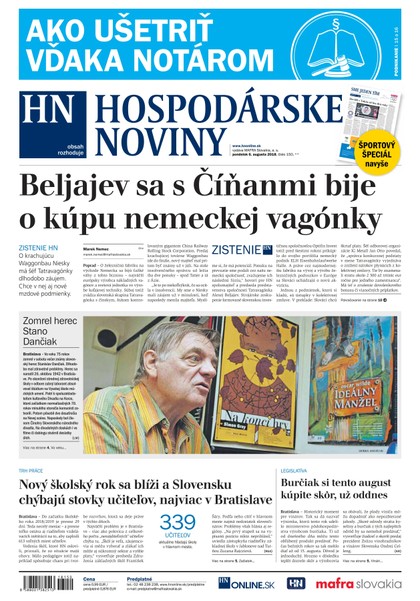 E-magazín Hospodárske noviny 06.08.2018 - MAFRA Slovakia, a.s.