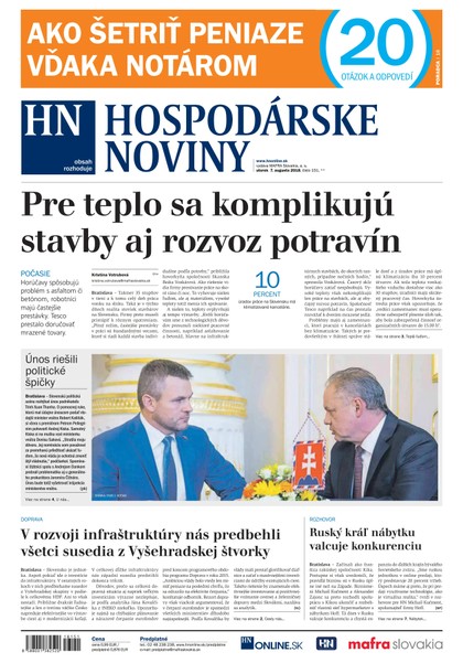 E-magazín Hospodárske noviny 07.08.2018 - MAFRA Slovakia, a.s.