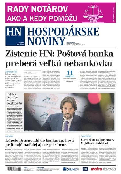 E-magazín Hospodárske noviny 08.08.2018 - MAFRA Slovakia, a.s.