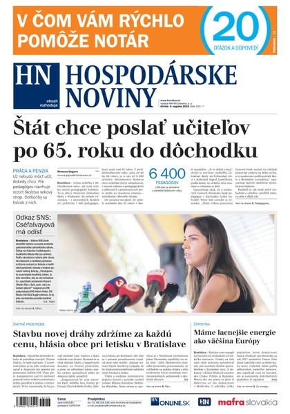 E-magazín Hospodárske noviny 09.08.2018 - MAFRA Slovakia, a.s.