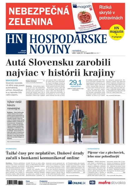 E-magazín Hospodárske noviny 10.08.2018 - MAFRA Slovakia, a.s.