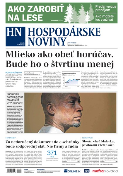 E-magazín Hospodárske noviny 13.08.2018 - MAFRA Slovakia, a.s.