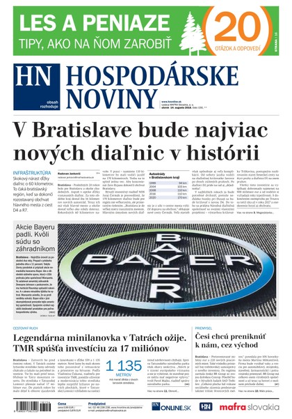 E-magazín Hospodárske noviny 14.08.2018 - MAFRA Slovakia, a.s.
