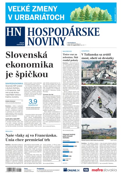 E-magazín Hospodárske noviny 15.08.2018 - MAFRA Slovakia, a.s.