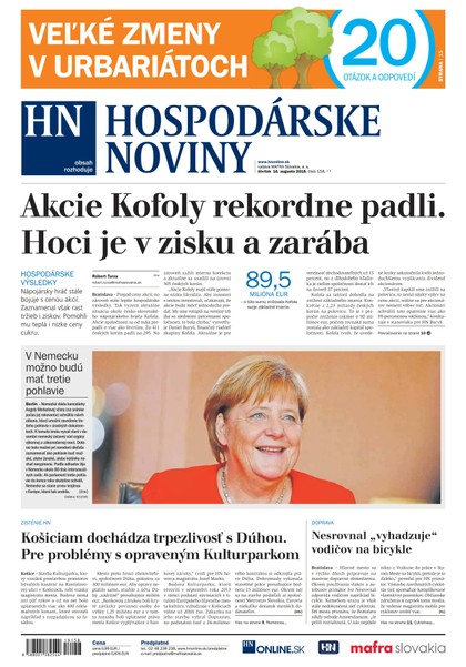 E-magazín Hospodárske noviny 16.08.2018 - MAFRA Slovakia, a.s.