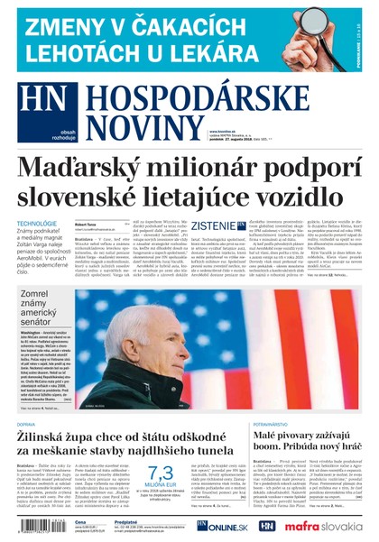 E-magazín Hospodárske noviny 27.08.2018 - MAFRA Slovakia, a.s.