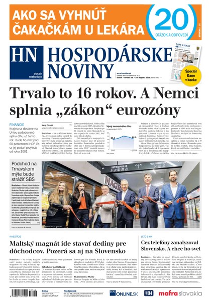 E-magazín Hospodárske noviny 28.08.2018 - MAFRA Slovakia, a.s.
