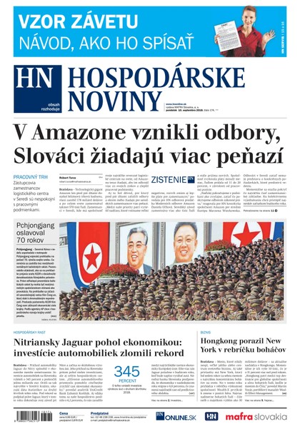 E-magazín Hospodárske noviny 10.09.2018 - MAFRA Slovakia, a.s.